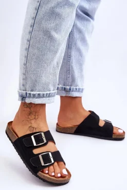 Outlet Boto Damskie Klapki Wsuwane Czarne Destino