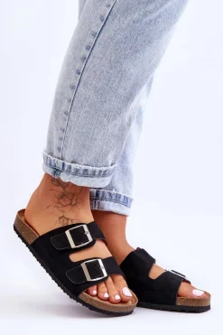 Outlet Boto Damskie Klapki Wsuwane Czarne Destino