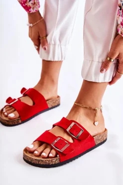 Discount Boto Damskie Klapki Wsuwane Czerwone Misandei