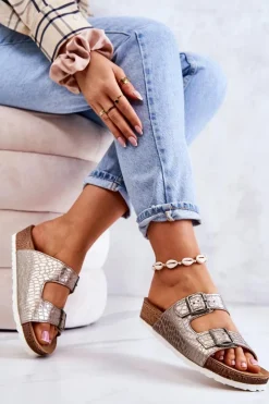 Damskie INBLU Damskie Klapki Wsuwane NM000027 Srebrne