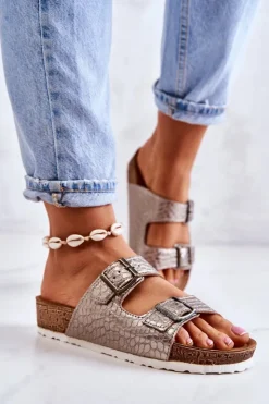 Damskie INBLU Damskie Klapki Wsuwane NM000027 Srebrne