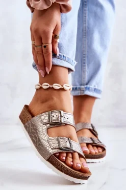 Damskie INBLU Damskie Klapki Wsuwane NM000027 Srebrne