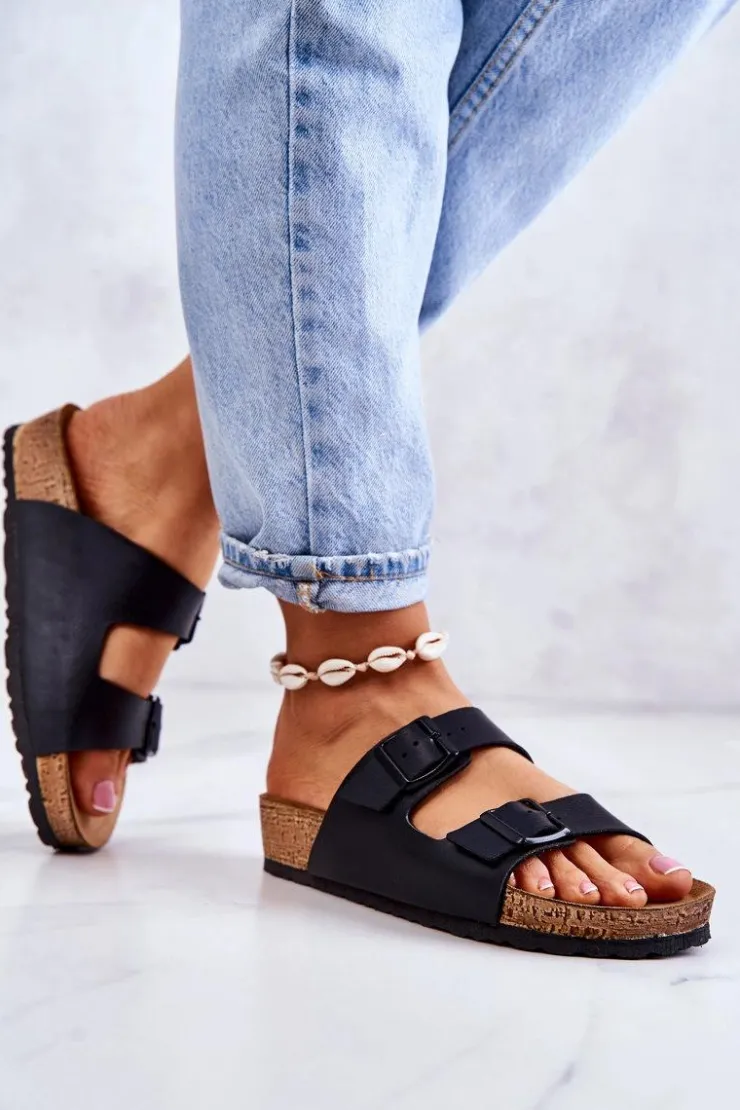 INBLU Klapki Damskie Klasyczne*Damskie Klapki Wsuwane NM000028 Czarne