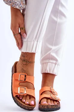 Boto Klapki Korkowe|Klapki Damskie Klasyczne*Damskie Klapki Wsuwane Na Korkowej Podeszwie Pomarańczowe Cortina