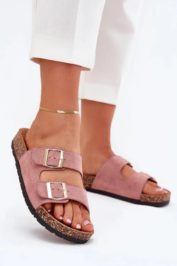 Damskie Boto Damskie Klapki Wsuwane Na Korkowej Podeszwie Jasnoróżowe Cortina