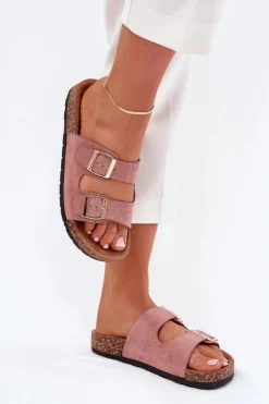 Damskie Boto Damskie Klapki Wsuwane Na Korkowej Podeszwie Jasnoróżowe Cortina