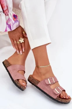 Damskie Boto Damskie Klapki Wsuwane Na Korkowej Podeszwie Jasnoróżowe Cortina