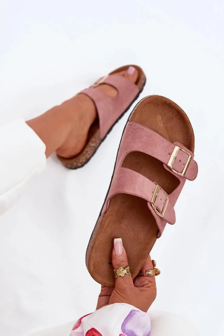 Damskie Boto Damskie Klapki Wsuwane Na Korkowej Podeszwie Jasnoróżowe Cortina