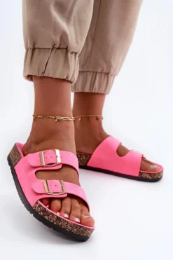 Boto Klapki Korkowe|Klapki Damskie Klasyczne*Damskie Klapki Wsuwane Na Korkowej Podeszwie Neonowy Róż Cortina