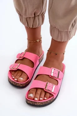 Boto Klapki Korkowe|Klapki Damskie Klasyczne*Damskie Klapki Wsuwane Na Korkowej Podeszwie Neonowy Róż Cortina