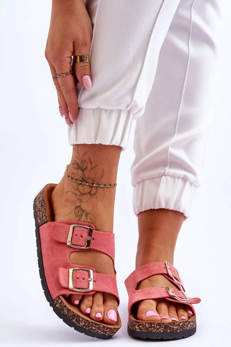 Damskie Boto Damskie Klapki Wsuwane Na Korkowej Podeszwie Różowe Cortina