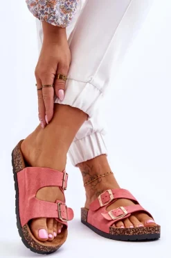 Damskie Boto Damskie Klapki Wsuwane Na Korkowej Podeszwie Różowe Cortina