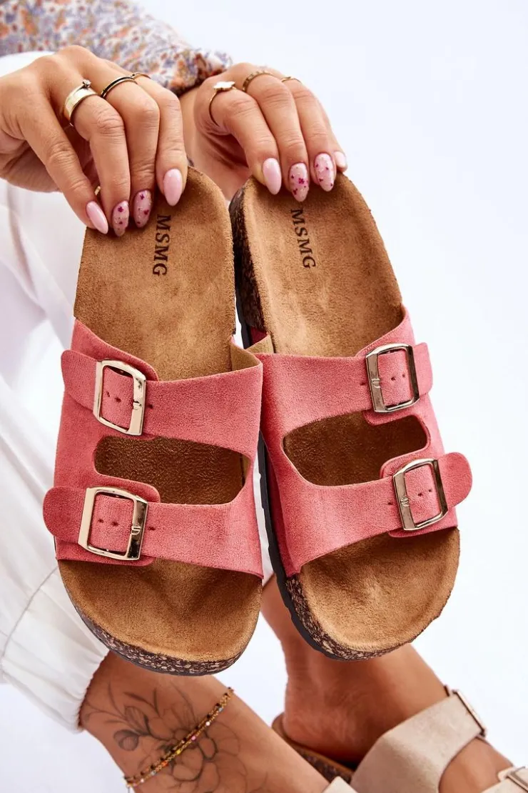 Damskie Boto Damskie Klapki Wsuwane Na Korkowej Podeszwie Różowe Cortina