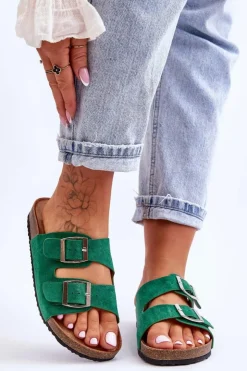 Damskie Boto Damskie Klapki Wsuwane Zielone Destino