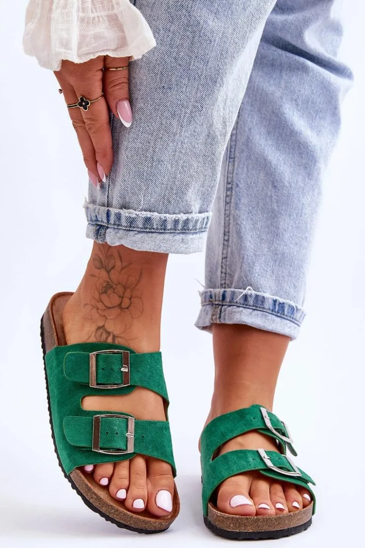 Damskie Boto Damskie Klapki Wsuwane Zielone Destino