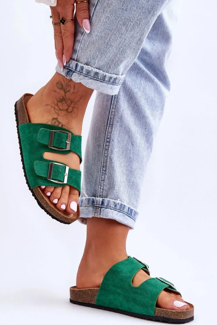 Damskie Boto Damskie Klapki Wsuwane Zielone Destino