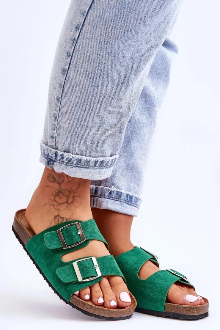 Damskie Boto Damskie Klapki Wsuwane Zielone Destino