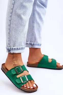 Damskie Boto Damskie Klapki Wsuwane Zielone Destino