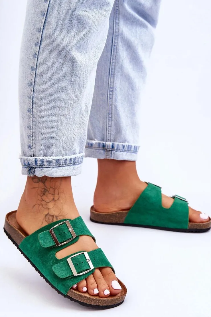 Damskie Boto Damskie Klapki Wsuwane Zielone Destino