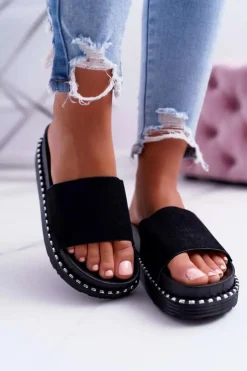 Boto Klapki Damskie Klasyczne*Damskie Klapki Wysokie Czarne Kadela