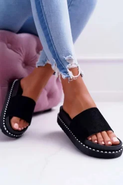 Boto Klapki Damskie Klasyczne*Damskie Klapki Wysokie Czarne Kadela