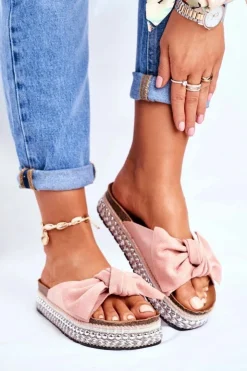 Boto Damskie Klapki Wysokie Różowe Mortigo