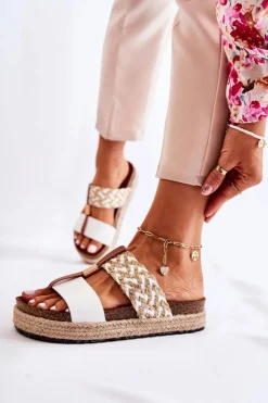 Damskie Boto Damskie Klapki Z Eko Skóry Białe Simona