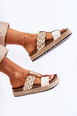 Damskie Boto Damskie Klapki Z Eko Skóry Białe Simona