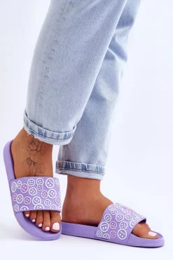 Damskie Boto Damskie Klapki Z Emotikonami Fioletowe Cosette