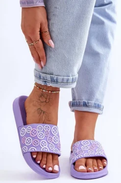 Damskie Boto Damskie Klapki Z Emotikonami Fioletowe Cosette