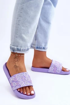 Damskie Boto Damskie Klapki Z Emotikonami Fioletowe Cosette