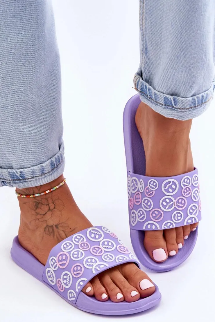 Damskie Boto Damskie Klapki Z Emotikonami Fioletowe Cosette