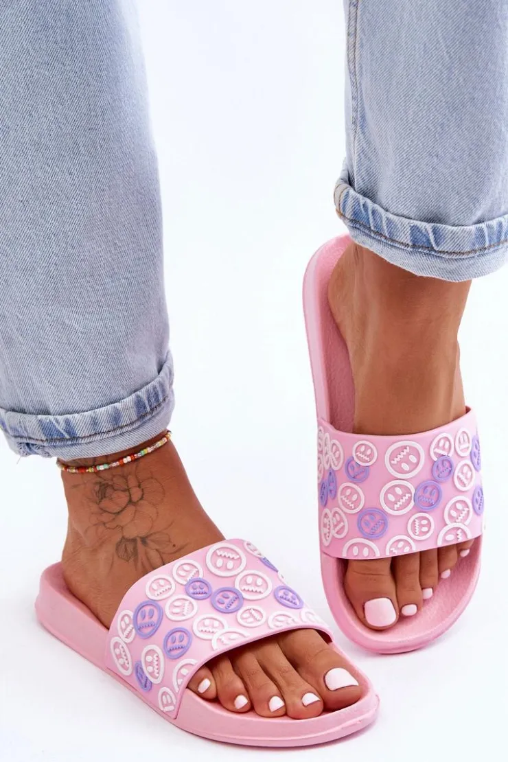 Boto Damskie Klapki Z Emotikonami Różowe Cosette