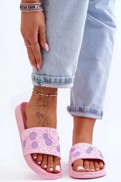 Boto Damskie Klapki Z Emotikonami Różowe Cosette