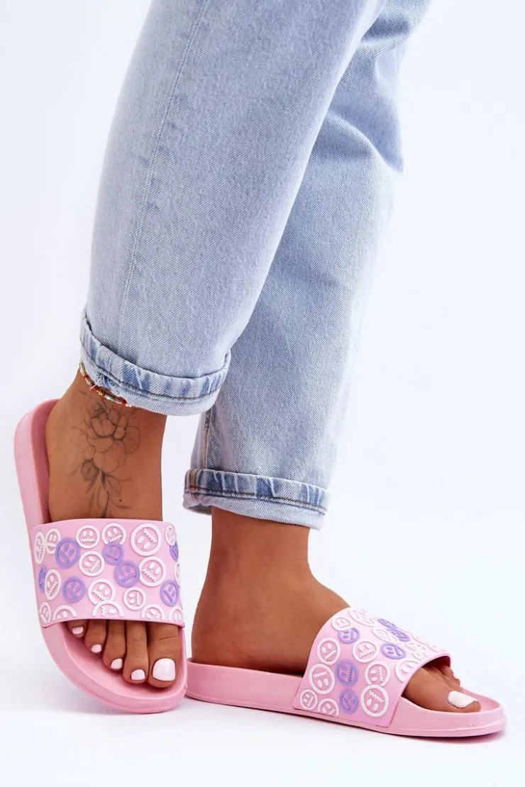 Boto Damskie Klapki Z Emotikonami Różowe Cosette