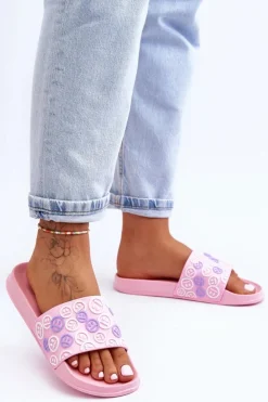 Boto Damskie Klapki Z Emotikonami Różowe Cosette