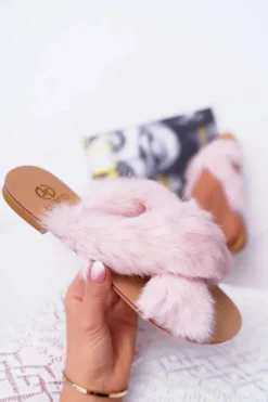 Online Boto Damskie Klapki Z Futerkiem Lu Boo Różowe
