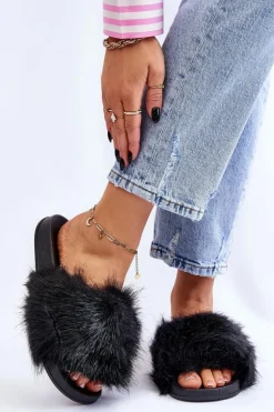 Damskie Boto Damskie Klapki Z Futerkiem Czarne Kennet