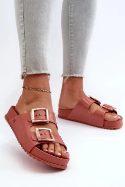 Online ZAXY Damskie Klapki Z Klamrami JJ285246 Brudny Róż