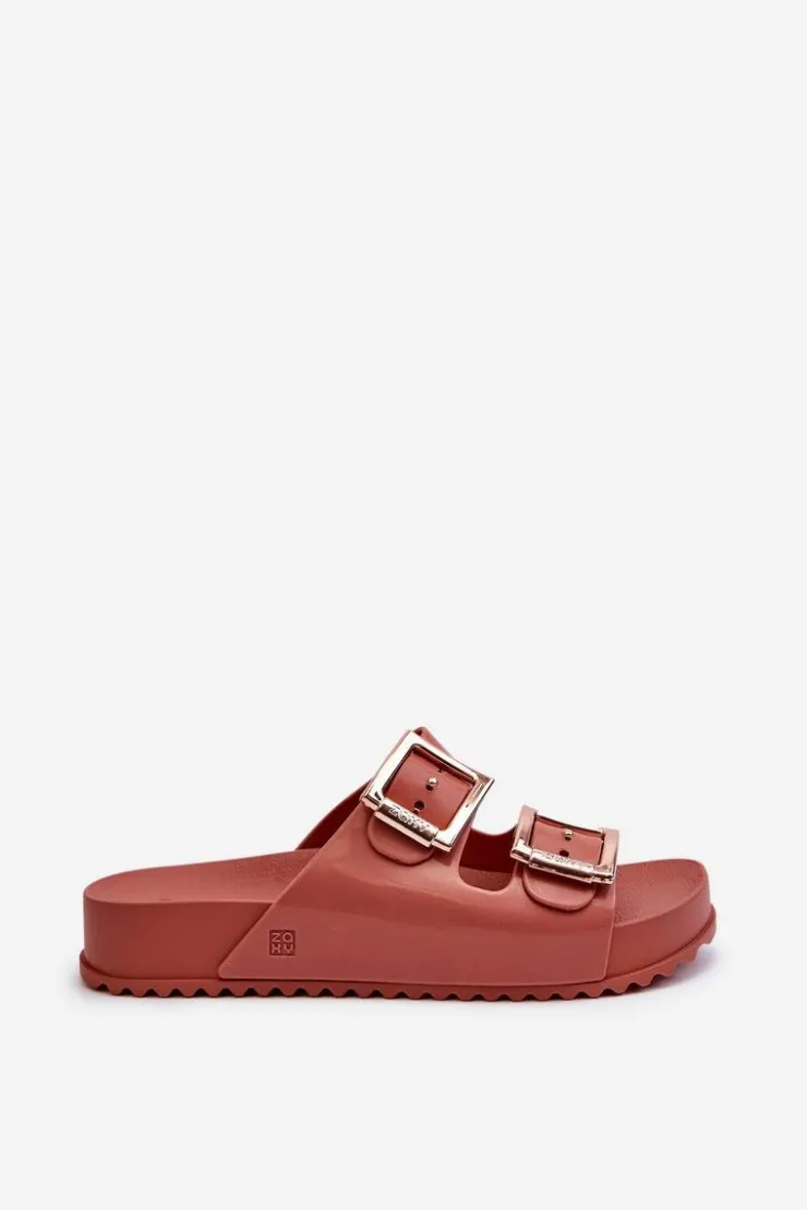 Online ZAXY Damskie Klapki Z Klamrami JJ285246 Brudny Róż