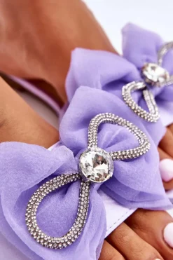 Online Boto Damskie Klapki Z Kokardą I Cyrkoniami Fioletowe Jolene