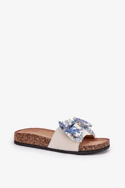 Boto Klapki Korkowe|Klapki Na Platformie*Damskie Klapki Z Kokardą Na Korkowej Platformie e Lisandrea Niebieski