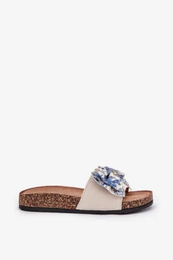 Boto Klapki Korkowe|Klapki Na Platformie*Damskie Klapki Z Kokardą Na Korkowej Platformie e Lisandrea Niebieski