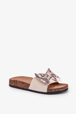 Boto Klapki Korkowe|Klapki Na Platformie*Damskie Klapki Z Kokardą Na Korkowej Platformie Beżowe Lisandrea Beżowy