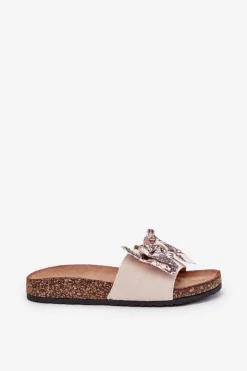 Boto Klapki Korkowe|Klapki Na Platformie*Damskie Klapki Z Kokardą Na Korkowej Platformie Beżowe Lisandrea Beżowy