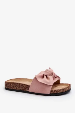 Discount Boto Damskie Klapki Z Kokarda Różowe Ezephira