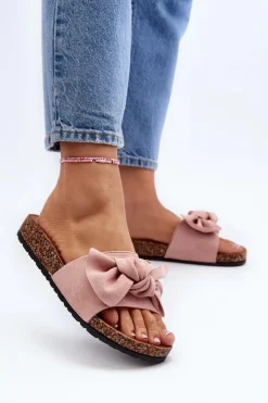 Discount Boto Damskie Klapki Z Kokarda Różowe Ezephira