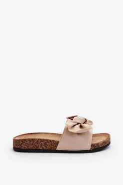 Damskie Boto Damskie Klapki Z Kokarda Beżowe Ezephira