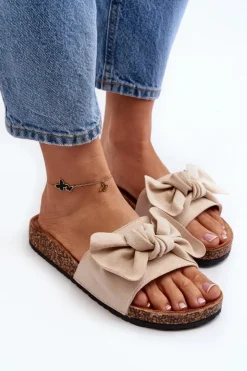 Damskie Boto Damskie Klapki Z Kokarda Beżowe Ezephira