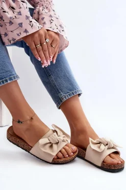 Damskie Boto Damskie Klapki Z Kokarda Beżowe Ezephira